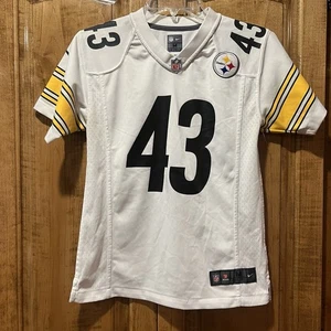 Camiseta deportiva NIKE PITTSBURGH STEELERS POLAMALU #43 juvenil mediana 10-12 logotipo bordado - Imagen 1 de 8