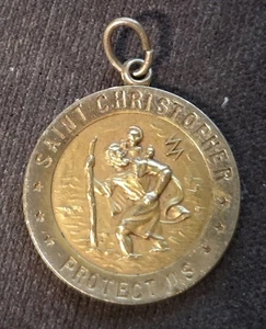 Vintage 14k Gelbgold Heiliger Christophorus Charm Anhänger 1,80 Gramm - Bild 1 von 5