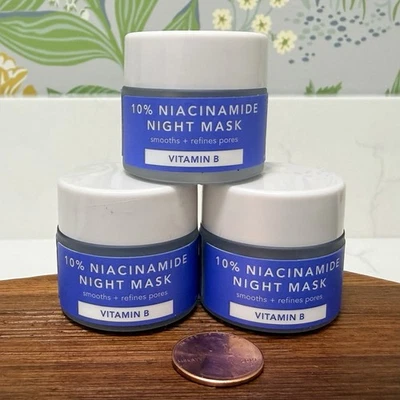 3 FARMACY 10% Niacinamida Máscara Nocturna Viaje Mini, 0.3oz/9ml Cada Una, 0.9oz TOTAL Foto 1 de 3