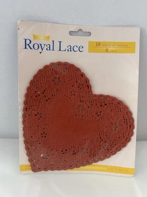 6" Red Lace Heart Paper Doilies Royal Lace, 18/PK - Image 1 of 4