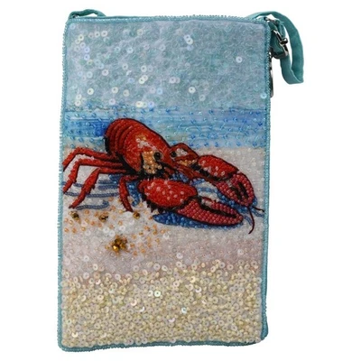 BAMBOO TRADING HAND BEADED RED LOBSTER OCEAN CLUB BAG CELLPHONE XBODY WRISTLET - Image 1 of 4