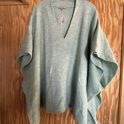 Poncho suéter Ann Taylor LOFT para mujer verde azulado susurro talla XL/XXL de gran tamaño nuevo con etiquetas Foto 1 de 4
