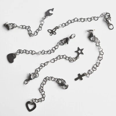 Edelstahl Verlängerung-Kette mit Karabiner-Verschluss und Charm-Anhängern - Bild 1 von 4