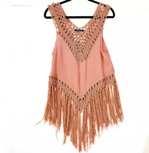 Supporto macramè top frangia pesca med boho festival hippie cottagecore - Foto 1 di 4