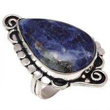 Sodalite Gemstone Handmade Mother's Day 925 Silver Jewelry Rings "9"