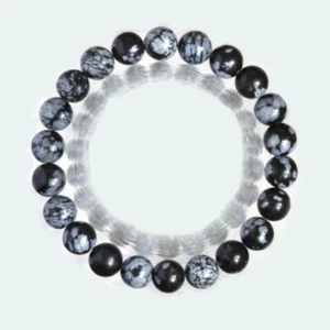 Lotto all'ingrosso Bracciale Pietre Preziose Fiocco di Neve Naturali 100% Perline Rotonde 8mm - Foto 1 di 27