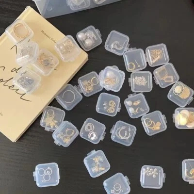 Mini Plastic Box Clear Small Jewellery Boxes 50Pc Pills Storage Empty Containers - Image 1 of 4