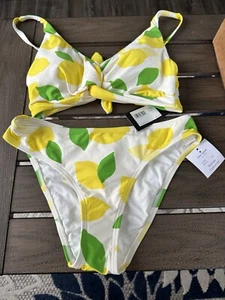 Costume da bagno 2 pezzi bikini Kate Spade New York avorio limoni ๐ Costiera Amalfitana taglia S - Foto 1 di 7