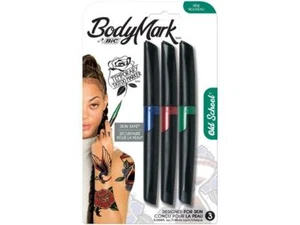 Bic BodyMark Marcatore Tatuaggio Temporaneo Vecchia Scuola Progettato per Pelle SET DI 3  - Foto 1 di 1