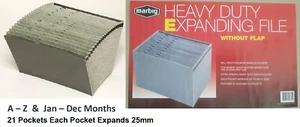 Marbig 90061 Expanding File Heavy Duty Manilla 21 Pockets F/C No Flap Grey B470 - Picture 1 of 3
