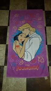 Vintage 90s Disney's Pocahontas & John Smith Beach Bath Towel 57x29 - Picture 1 of 11