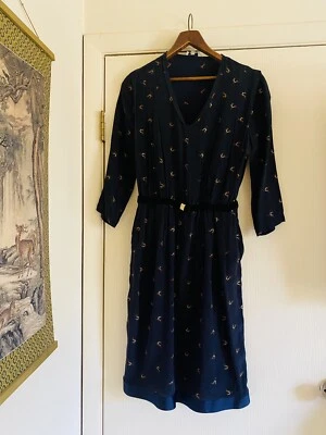 Claudie Pierlot Silk Art Deco 20s Novelty Deer Gazelle Print paris midi dress M - Image 1 of 4