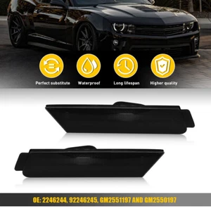 2x Smoked Lens Front Bumper Side Marker Light Housing For 2010-2015 Chevy Camaro - Picture 1 of 13