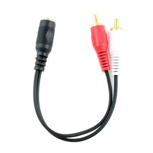 4" 3,5 mm estéreo hembra conector a 2 RCA macho convertidor adaptador dividido cable Y - Imagen 1 de 1