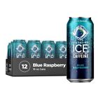 Sparkling Ice Caffeine Blue Raspberry Sparkling Water Zero Sugar 16 Oz, 12 Pack