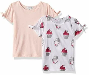Flapdoodles Baby Girls' 2 Pack Tee's Cupcake Print and Solid T-Shirt Size 18M - Picture 1 of 2