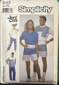 Simplicity Pattern 9117 Size XL Misses Mens Teens Pants Shorts Top Uncut 1989 - Picture 1 of 4