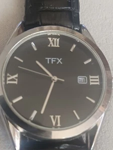 TFX by Bulova schwarz & silberfarbene Analoguhr mit schwarzem Lederband - Bild 1 von 4