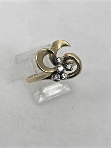 14 Karat Gelbgold ~ 5 runde Diamanten ~ Ring ~ Größe 9 1/4 - Bild 1 von 17