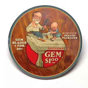 GEM Lame Rasoio Rasatura Pubblicità Specchio Tascabile Stile Vintage - Foto 1 di 2