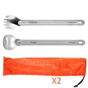 Lixada Ultralight Long Handle Spoon and Spork Cutlery Set Portable - Picture 1 of 12