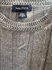 Nautica Cable Knit Sweater Charcoal Gray Long Sleeve Men's L