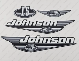 Johnson 15 HP 1999-2000 Outboard Engine Decals Sticker Set Gray 15HP - Picture 1 of 5
