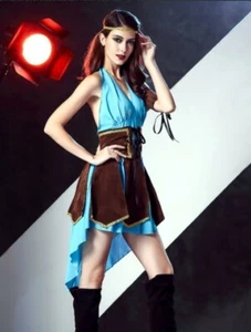 Celtic Warrior Viking Costume Ancient Goddess V Neck Sexy Dress Size 12 Medium - Picture 1 of 6