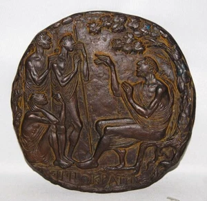 Relief, Fritz Nuss, Hippokrates, Bronze, Thomae, Kunstguss, Plakette, Bild - Picture 1 of 3