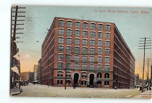 Vecchia cartolina d'epoca 1911 edificio vampiro Lynn fabbrica di scarpe Lynn MA - Foto 1 di 2