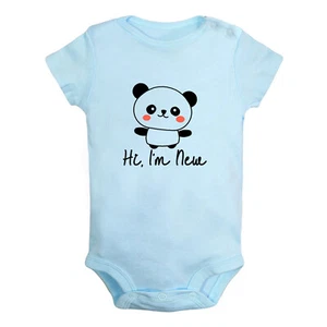 Hi, I'm New Funny Rompers Newborn Baby Bodysuits Infant Jumpsuits Kids Outfits - Picture 1 of 20