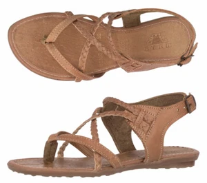 Womens Authentic Mexican Huaraches Sandals Flat Real Leather Light Brown #564 - Picture 1 of 3