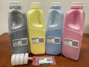 (260g/300g) 4 Toner Refill for HP Enterprise CP5525 M750 (CE270A ~ 273) + 4 Chip - Picture 1 of 3