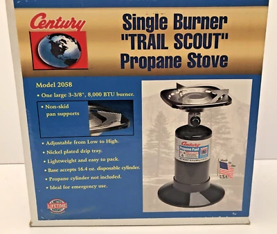 Estufa de camping Century estufa de propano de un solo quemador "Trail Scout" julio de 2003 Foto 1 de 4