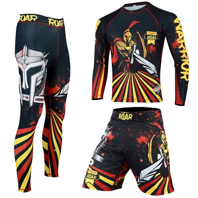 KOYES MMA Grappling Rash Guard Cage Fight Training Leggings Jiu Jitsu Spats