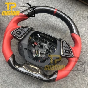Red Leather Carbon Fiber Steering Wheel Fit For Chevrolet Camaro SS 2016-2021 - Picture 1 of 7