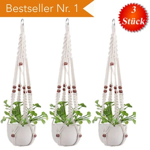 Premium Makramee Blumenampel Blumentopf Garten Balkon BOHO Hängeampel Wandbehang - Bild 1 von 7