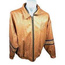 OHL Brown Leather Jacket Barrie Colts Hockey Player Team Minors Size 2XL Big Man