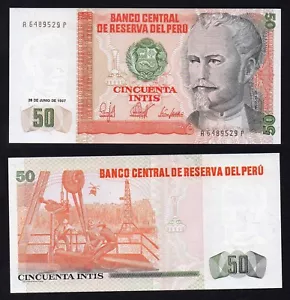Billete Perú 50 Intis 1987 P.-131 FDS/UNC - Imagen 1 de 1