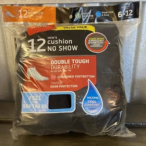 Calcetines Hanes para hombre No-Show acolchados de algodón suaves frescos IQ negros talla 6-12 - Imagen 1 de 3