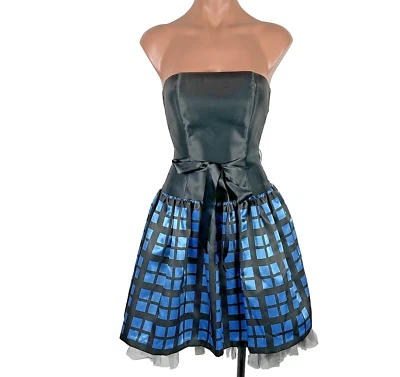 Vintage 80s Jessica McClintock Gunne Sax Sweetheart Bubble Dress Prom Blue Sz 1 - Image 1 of 4