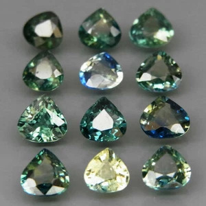 4.07Ct/12Pcs Natural Blue-Green Sapphire Heated Only Pear 4x4-4.5x4.5mm Gemstone - Picture 1 of 3