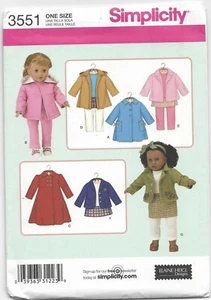 Uncut Simplicity Pattern 3551 18" Doll Clothes Elaine Heigl Designs - Bild 1 von 2