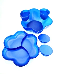 TUPPERWARE Chip N Dip Salatschüssel Tablett Servier SET 6-teilig Party Tag der offenen Tür BLAU Scal - Bild 1 von 17