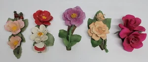 Lot of 5 CAPODIMONTE Porcelain Flowers Italy Vintage Handmade - Picture 1 of 24