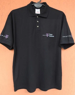 Vintage Deutsche Telekom Cycling Team Polo Shirt Mens Medium Black Pique - Image 1 of 4