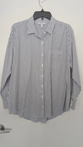 Camicia donna con bottoni Nine West colore: blu e bianco a righe taglia: large - Foto 1 di 7