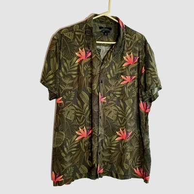 Рубашка мужская Marc Anthony XXL роскошная приталенная райская птица гавайская Aloha 2XL - Изображение 1 из 4