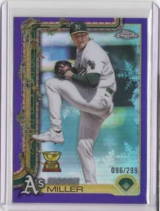 Refractores Topps Holiday 2025 cromo púrpura #H48 Mason Miller 096/299 - Imagen 1 de 2