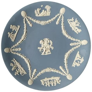 Guirnalda de colección Wedgwood azul jaspe plato querubines Cupido Putti Inglaterra 9" - Imagen 1 de 9